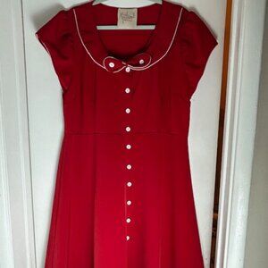 Myrtle of California Gorgeous Vintage Retro Pin Up Dress Size 18-20 Red